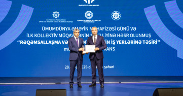 ADY Ümumdünya Əməyin Mühafizəsi Günü münasibətilə mükafatla təltif edilib
